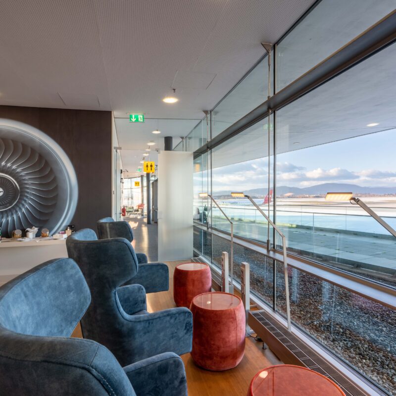 Colourful chairs in VIP lounge